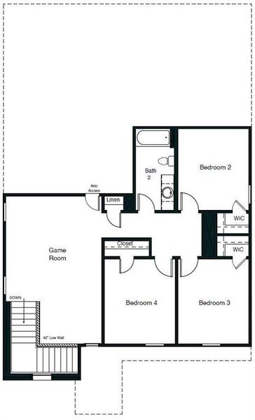 D.R. Horton's Macon floorplan, 2nd floor - All Home and community information, including pricing, included features, terms, availability and amenities, are subject to change at any time without notice or obligation. All Drawings, pictures, photographs, video, square footages, floor plans, elevations, features, colors and sizes are approximate for illustration purposes only and will vary from the homes as built.