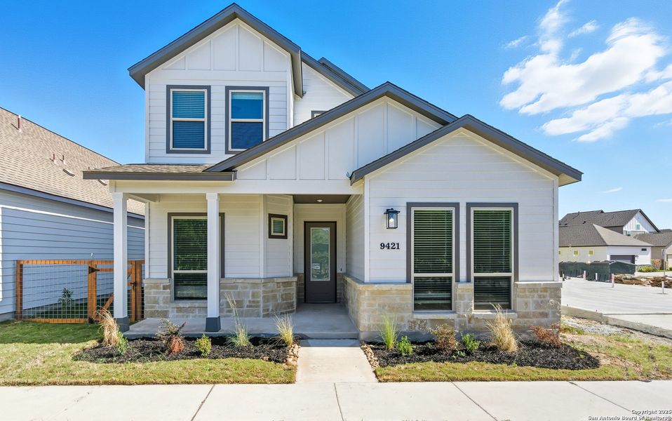 Exterior details and patio area of a home in The Crossvine – Garden Homes, Schertz (Image 13).