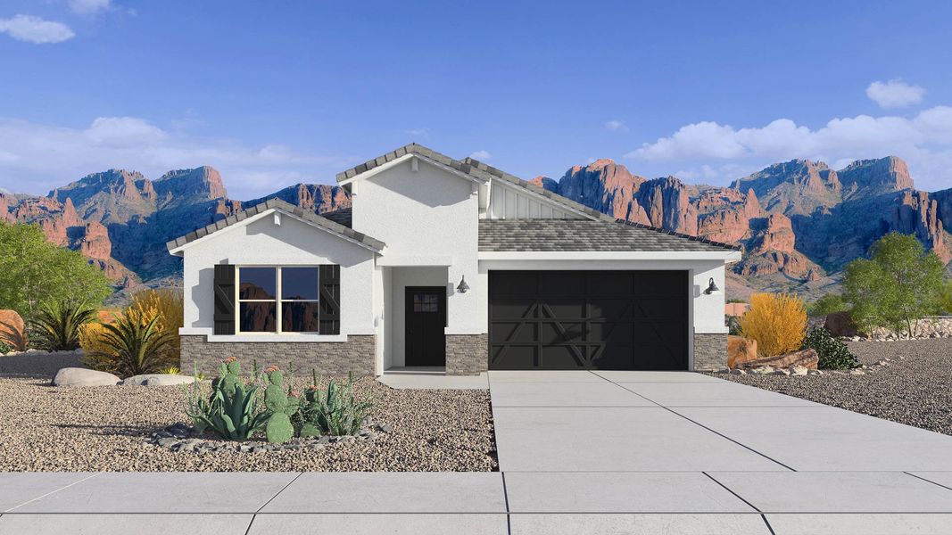 Representative exterior photo of a completed home built from the Tapatio by D.R. Horton in The Ridge at Stone Butte, Phoenix, AZ (Image 2).