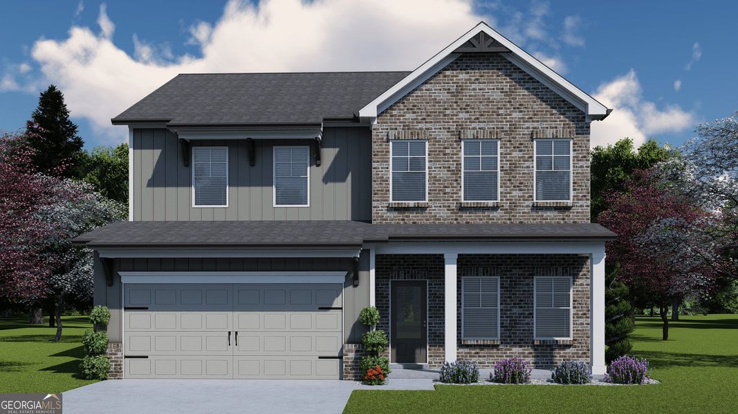 Front exterior of a new home in Enclave at Logan Point, Loganville, GA, highlighting curb appeal (Image 2).