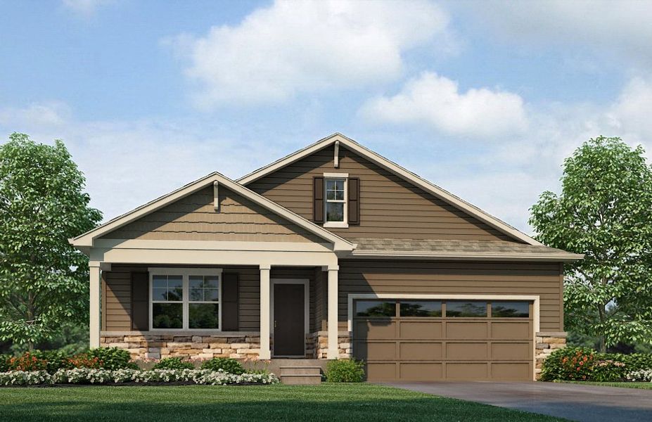 Representative exterior photo of a completed home built from the Chatham by D.R. Horton in Lakeside Canyon, Mead, CO (Image 21).