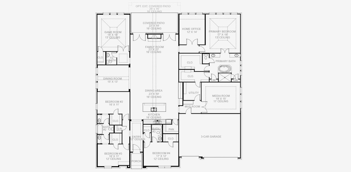 2D floor plan layout for the 4179W by Perry Homes in Bristol Valley, Rockwall, TX (Image 3). 2D floor plan layout for the 4179W by Perry Homes in Bristol Valley, Rockwall, TX (Image 3).
