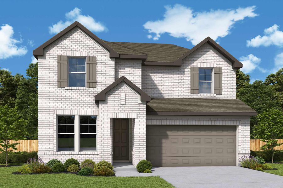 Representative exterior photo of a completed home built from the The Dahlia by David Weekley Homes in The Woodlands Hills 45', Willis, TX (Image 16). Representative exterior photo of a completed home built from the The Dahlia by David Weekley Homes in The Woodlands Hills 45', Willis, TX (Image 16).