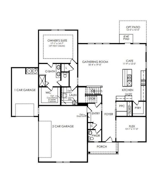 2D floor plan layout of this home in Traditions of Braselton, Hoschton, GA (Image 2).
