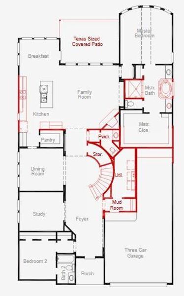 2D floor plan layout of this home in Bridgeland, Cypress, TX (Image 5).