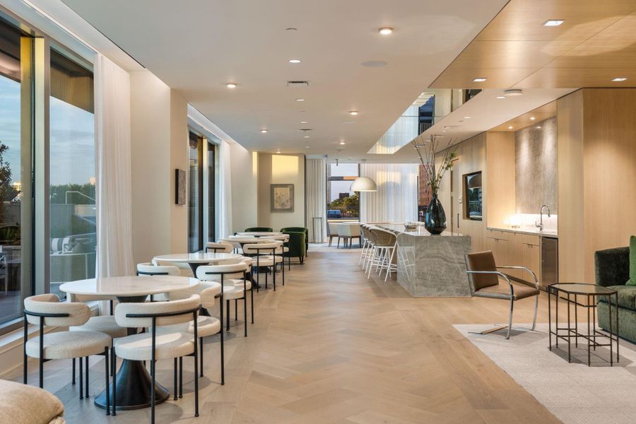 The on-site resident lounge is an inviting sanctuary and social epicenter. Seamlessly bridging the gap between personal comfort and neighborly connection