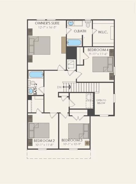 2D floor plan layout of this home in The Pines At Seven Coves, Conroe, TX (Image 2). 2D floor plan layout of this home in The Pines At Seven Coves, Conroe, TX (Image 2).