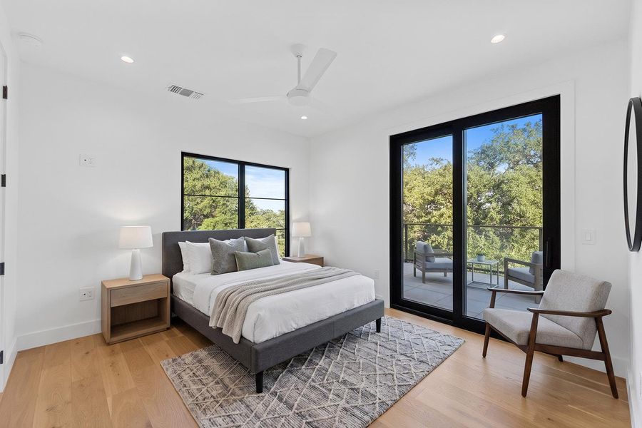 Secondary guest bedroom upstairs virtually staged. Secondary guest bedroom upstairs virtually staged.