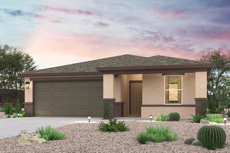 Front exterior of a new home in Arizona City, Arizona City, AZ, highlighting curb appeal (Image 1). Front exterior of a new home in Arizona City, Arizona City, AZ, highlighting curb appeal (Image 1).