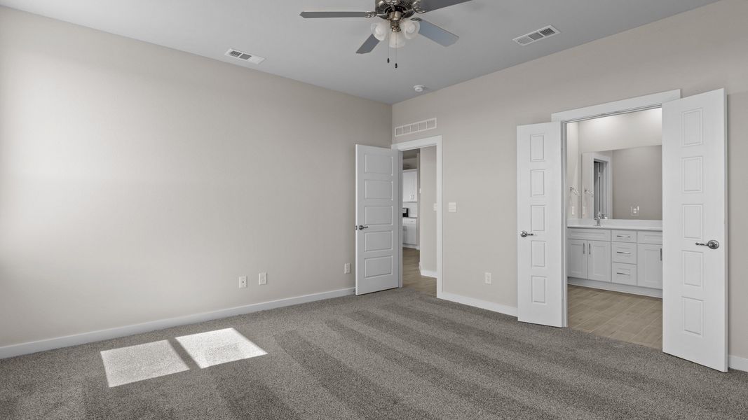 Representative unfurnished interior of a home built from the CARLSBAD by D.R. Horton in Northwest Passage, Midland (Image 11). Representative unfurnished interior of a home built from the CARLSBAD by D.R. Horton in Northwest Passage, Midland (Image 11).