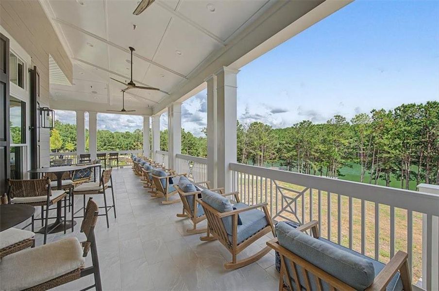 Exterior details and patio area of a home in Lakeside at River Green, Canton (Image 25).