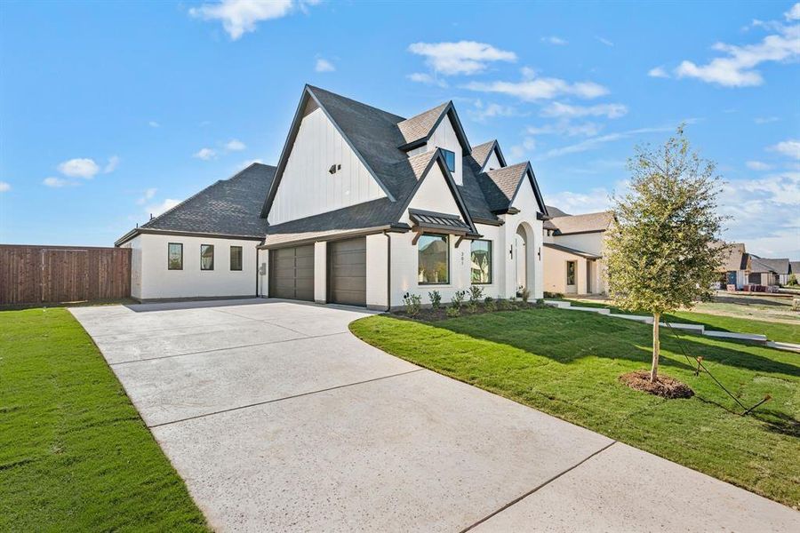 Front exterior of a new home in NorthGlen, Haslet, TX, highlighting curb appeal (Image 1). Front exterior of a new home in NorthGlen, Haslet, TX, highlighting curb appeal (Image 1).