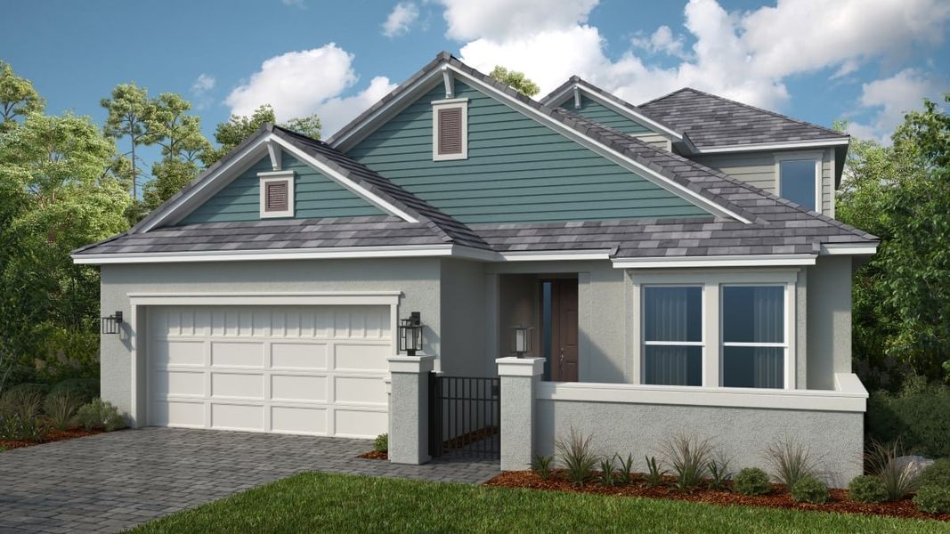 Representative exterior photo of a completed home built from the Genoa by Taylor Morrison in Esplanade at McKinnon Groves, Winter Garden, FL (Image 17).