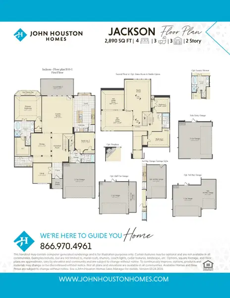 2D floor plan layout for the Jackson by John Houston Homes in Waterfall Ranch - 1 Acre Lots, Waxahachie, TX (Image 3).