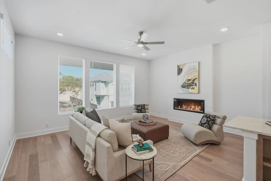 Furnished interior view inside a new home in Centero at Stone Oak, San Antonio (Image 2).