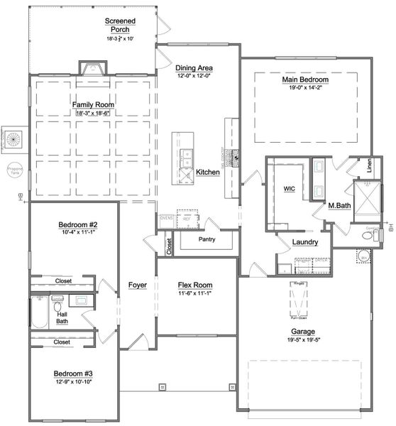 2D floor plan layout of this home in Brighton Park, Mount Pleasant, NC (Image 5).