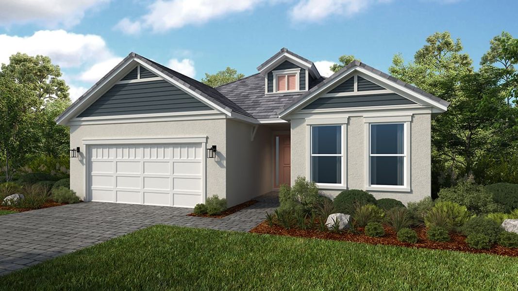 Representative exterior photo of a completed home built from the Sereno by Taylor Morrison in Esplanade at Cammaray Lakewood Ranch, Sarasota, FL (Image 14). Representative exterior photo of a completed home built from the Sereno by Taylor Morrison in Esplanade at Cammaray Lakewood Ranch, Sarasota, FL (Image 14).