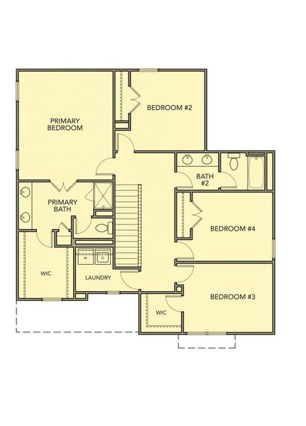 2D floor plan layout for the Linden by Kerley Family Homes in Maple Village, Adairsville, GA (Image 4).