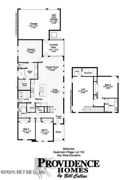 2D floor plan layout of this home in Seabrook Village at Seabrook, Ponte Vedra, FL (Image 1).