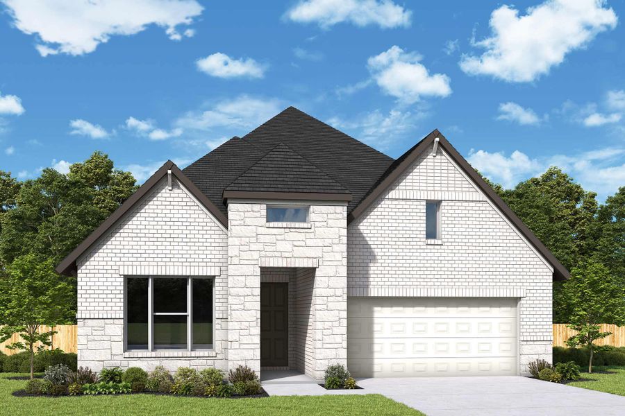 Representative exterior photo of a completed home built from the The Rose by David Weekley Homes in Sandbrock Ranch, Aubrey, TX (Image 2).