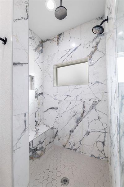 Bathroom with tiled shower