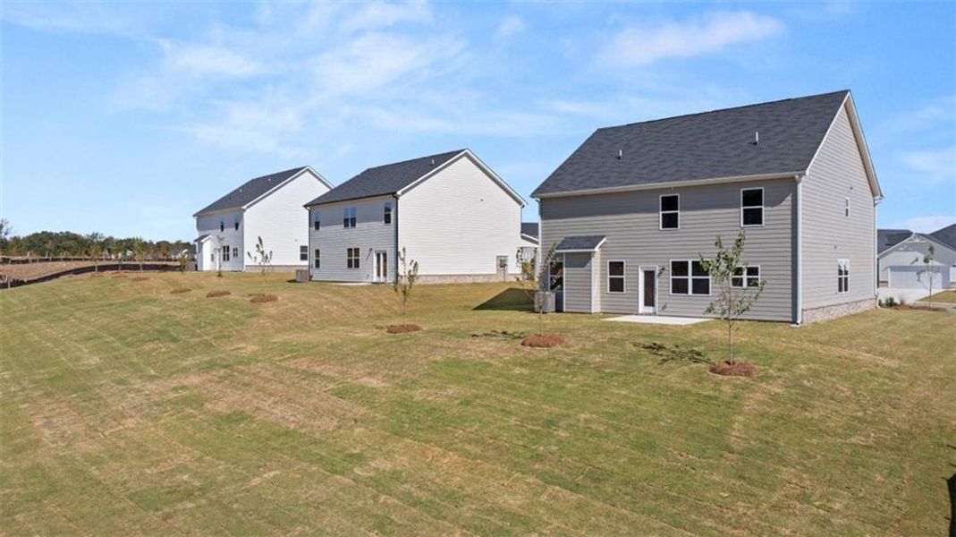 Exterior details and patio area of a home in Locust Grove Station - Cedar Ridge, Locust Grove (Image 24).