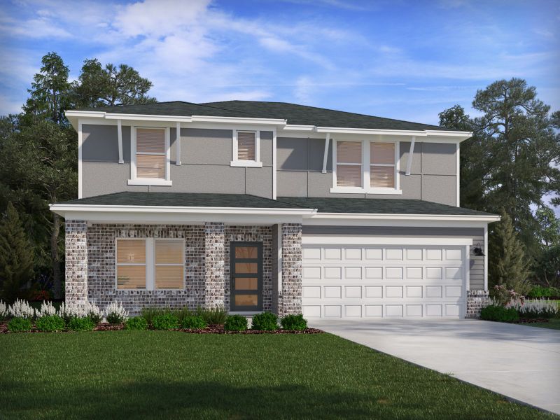 Front exterior of a new home in River Ridge, Clarksville, TN, highlighting curb appeal (Image 1). Front exterior of a new home in River Ridge, Clarksville, TN, highlighting curb appeal (Image 1).