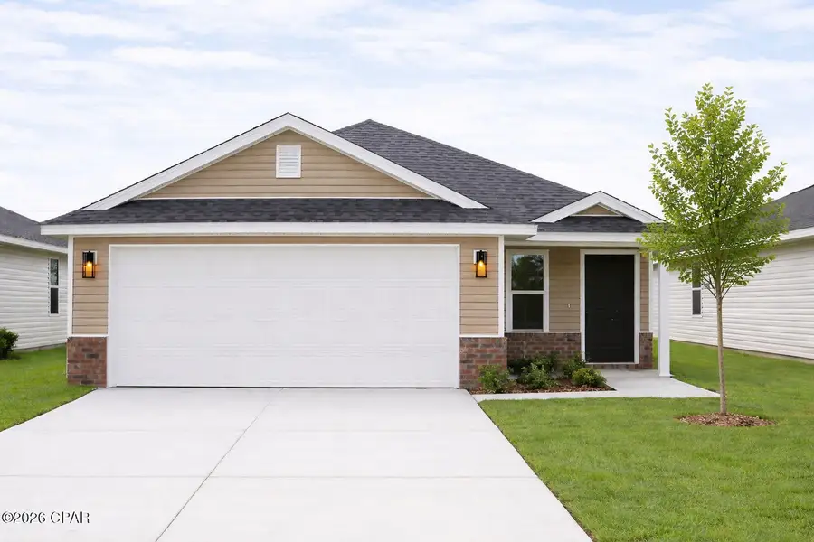 Front exterior of a new home in Fox Glenn, Panama City, FL, highlighting curb appeal (Image 1). Front exterior of a new home in Fox Glenn, Panama City, FL, highlighting curb appeal (Image 1).