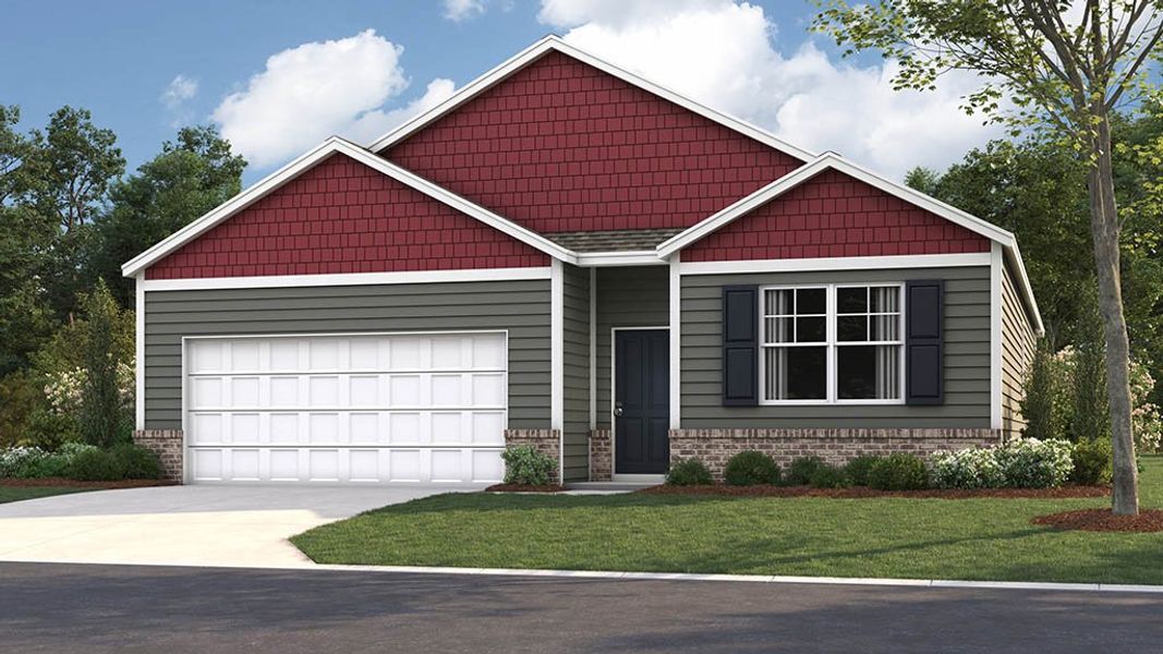 Front exterior of a new home in Creekside Ridge, Dandridge, TN, highlighting curb appeal (Image 1).