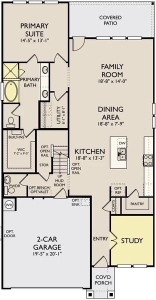 2D floor plan layout of this home in Berry Creek Highlands, Georgetown, TX (Image 5).
