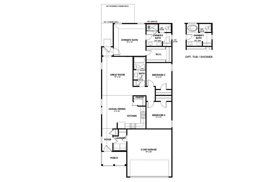 2D floor plan layout for the Compass by DRB Homes in Westridge, McKinney, TX (Image 3).