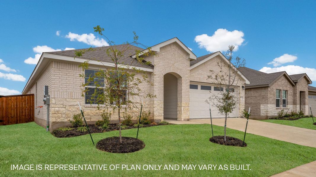 Front exterior of a new home in Riverview, Georgetown, TX, highlighting curb appeal (Image 2).