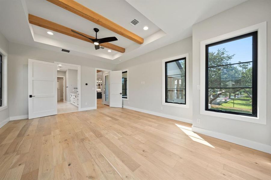 Another view from main bedroom - the kitchen is through the door to the right. The main bathroom and closet are through the door to the left, which also leads to the large utility room.