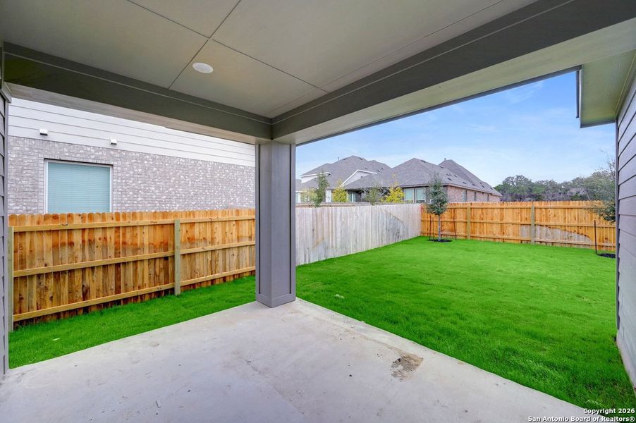 Exterior details and patio area of a home in Davis Ranch: 45ft. lots, San Antonio (Image 18).