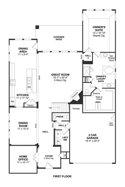 2D floor plan layout for the Arthur by K. Hovnanian® Homes in Tejas Landing, Needville, TX (Image 3). 2D floor plan layout for the Arthur by K. Hovnanian® Homes in Tejas Landing, Needville, TX (Image 3).