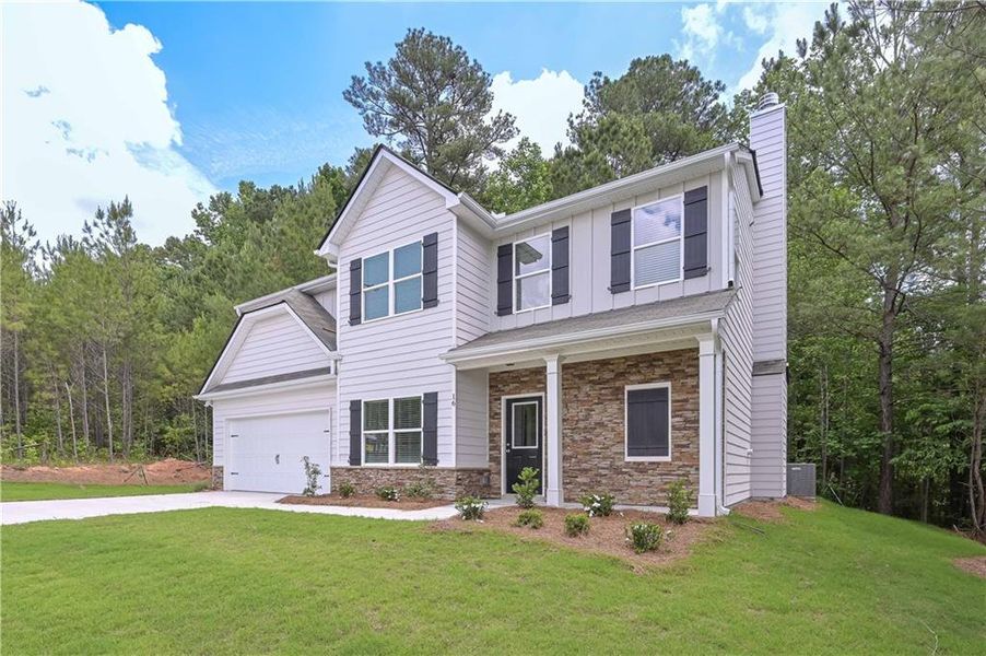 Front exterior of a new home in , Villa Rica, GA, highlighting curb appeal (Image 19). Front exterior of a new home in , Villa Rica, GA, highlighting curb appeal (Image 19).