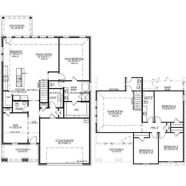 2D floor plan layout for the The Royal by Lillian Custom Homes in Mercer Meadows, Royse City, TX (Image 5).
