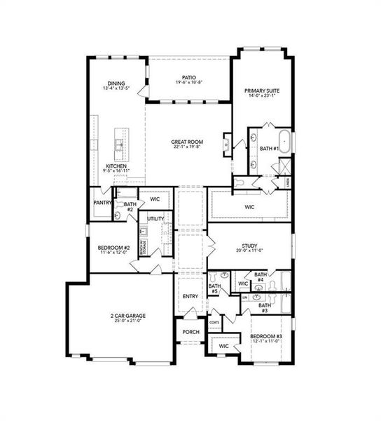 2D floor plan layout of this home in Timberbrook, Justin, TX (Image 2). 2D floor plan layout of this home in Timberbrook, Justin, TX (Image 2).