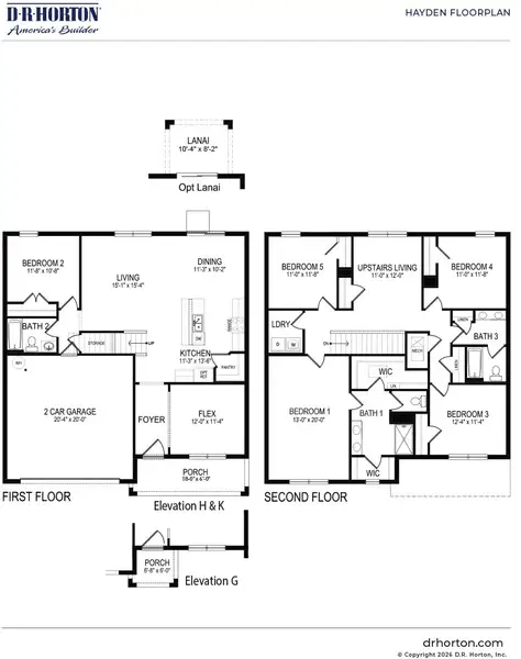 2D floor plan layout for the Hayden by D.R. Horton in Indian River Preserve, Mims, FL (Image 3).