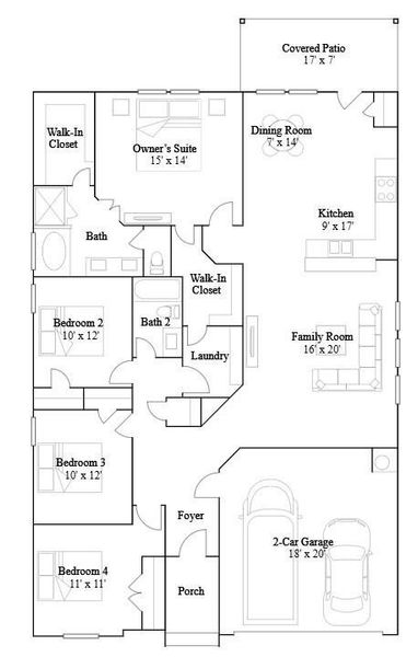 2D floor plan layout of this home in Oakberry Trails: Richmond Collection, Waller, TX (Image 2).