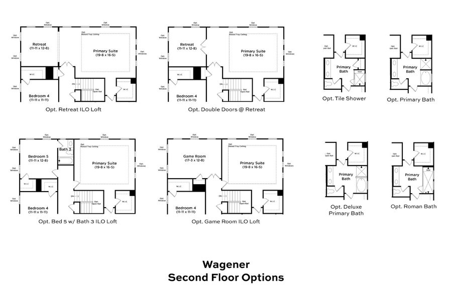 2D floor plan layout for the Wagener by DRB Homes in Weavers Pointe, Zebulon, NC (Image 13).