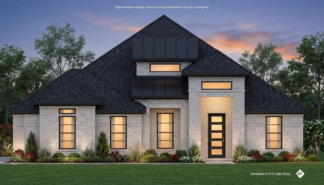 Front exterior of a new home in Levante, Waxahachie, TX, highlighting curb appeal (Image 1). Front exterior of a new home in Levante, Waxahachie, TX, highlighting curb appeal (Image 1).