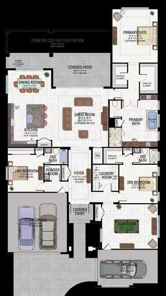 2D floor plan layout for the Crystal by GL Homes in Valencia Ridge (55+), Wesley Chapel, FL (Image 5).