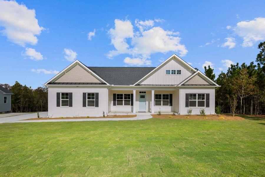 Elevation D with painted brick