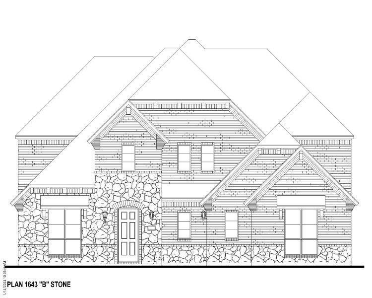 Plan 1643 Elevation B w/ Stone