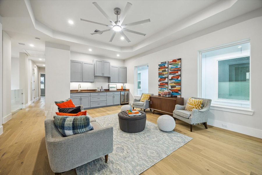 Gameroom - located on the third floor. It has a wet bar with wine/beverage cooler and built-ins. Gameroom - located on the third floor. It has a wet bar with wine/beverage cooler and built-ins.