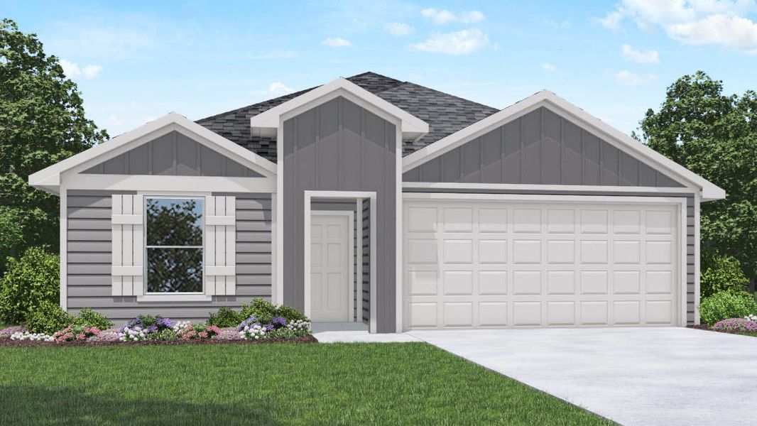 Representative exterior photo of a completed home built from the Harris by D.R. Horton in Reserve at Mallard Lakes, Orange, TX (Image 2). Representative exterior photo of a completed home built from the Harris by D.R. Horton in Reserve at Mallard Lakes, Orange, TX (Image 2).