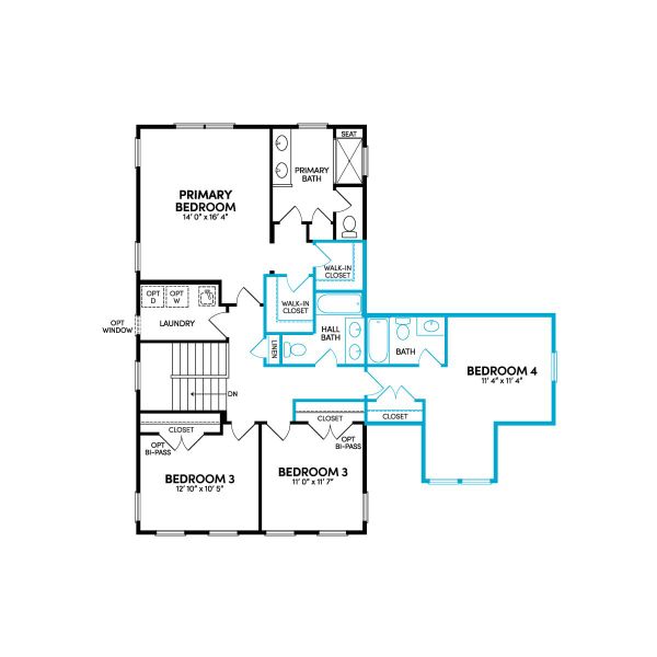 Floor 2: Upper Level w/ Opt. Bedroom 4