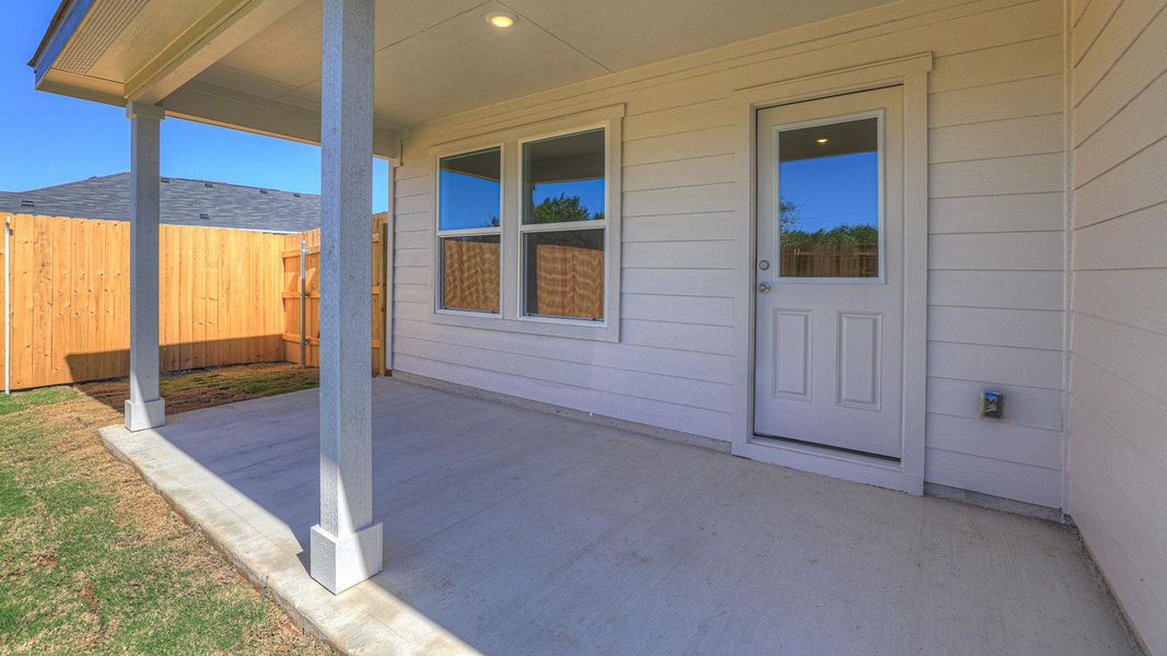 Exterior details and patio area of a home in Paramount, Kyle (Image 2). Exterior details and patio area of a home in Paramount, Kyle (Image 2).