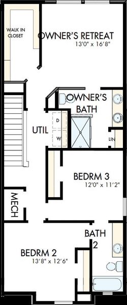 2D floor plan layout of this home in Preserve at The Cays – The Harbor Series, Daytona Beach, FL (Image 3).